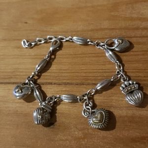 Adjustable Brighton two tone Heart Charm Bracelet